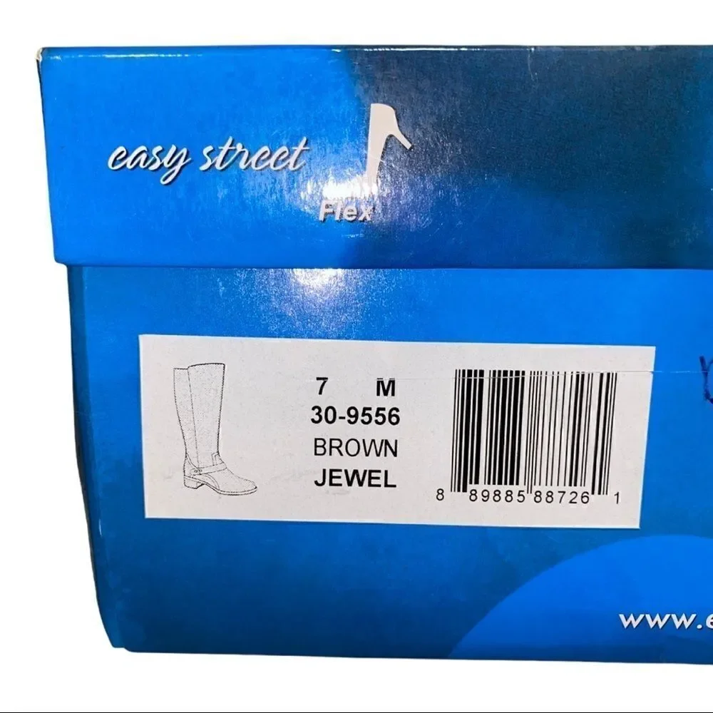 Easy Street Faux Leather Brown Jewel Riding Boots Size 7M New